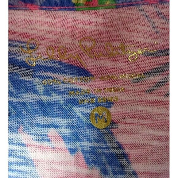 Lilly Pulitzer Surfcrest Tiki Pink Cotton Modal Swing Dress Size Medium - Picture 3 of 7